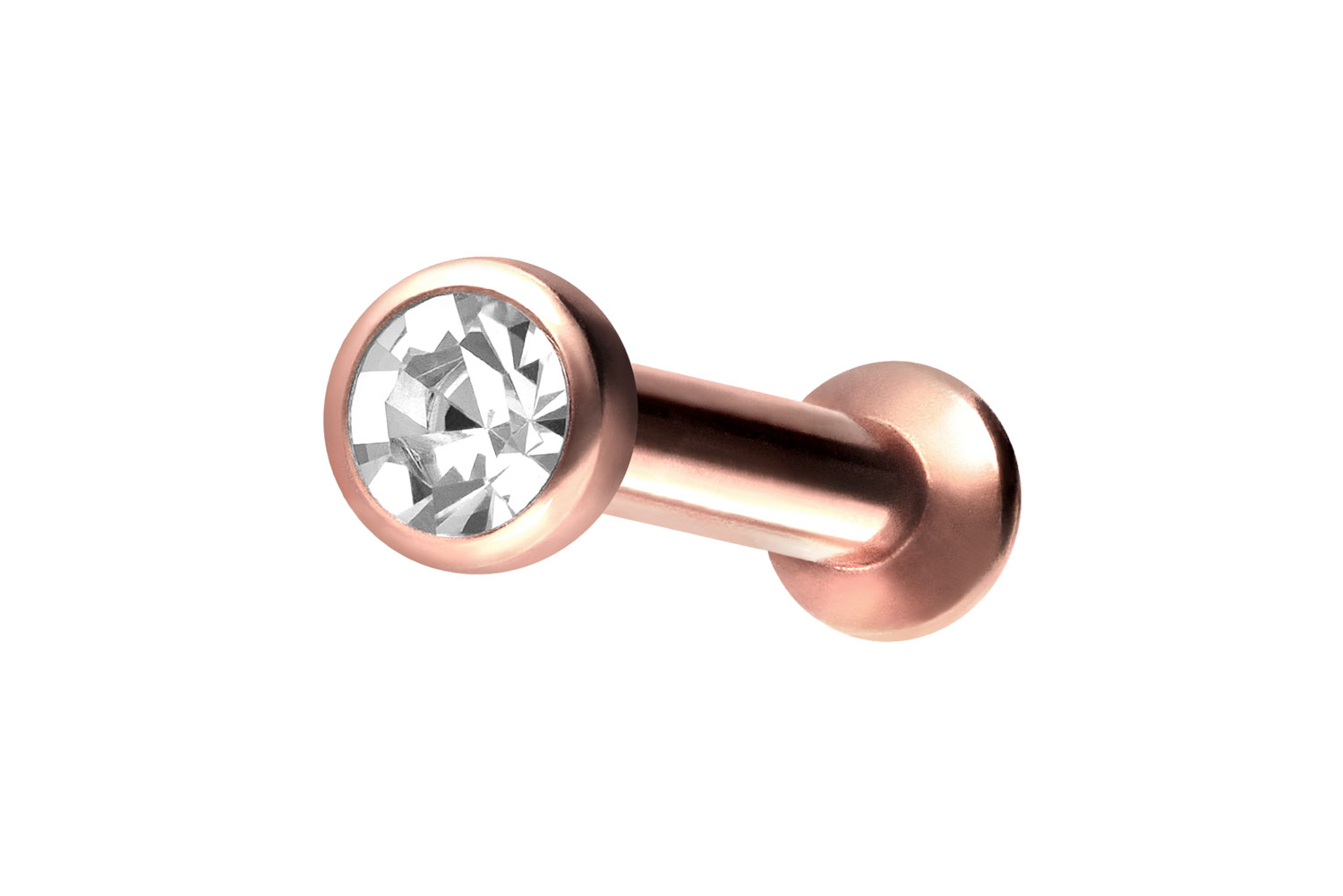 Titan Triple Piercing Mini Labret mit Push Fit FLAT-DISC + KRISTALL